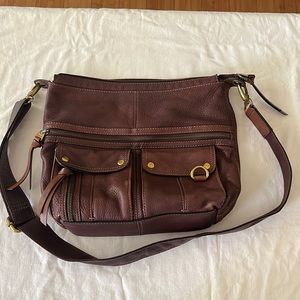 Fossil (Large) brown pebbled leather satchel. Great condition